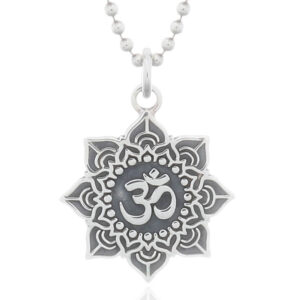 A om symbol in sterling silver small chart pendant
