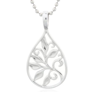A floral in 925 silver teardrop pendant