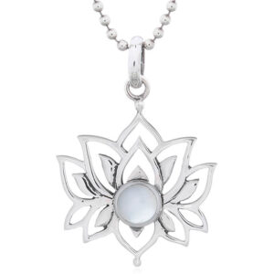 A mother of pearl lotus lay out silver pendant