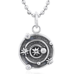 A solar system of planets in cz and 925 silver pendant