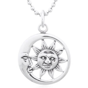 A moon surrounded sun 925 sterling silver pendant