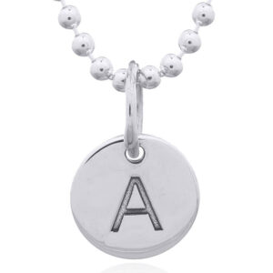 A engraved initial a sterling silver disc pendant
