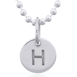 A engraved initial h sterling silver disc pendant