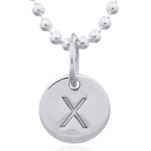 A engraved initial x sterling silver disc pendant