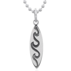 A ocean wave surfboard 925 silver pendant