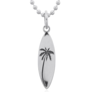 A palm tree surfboard 925 silver pendant