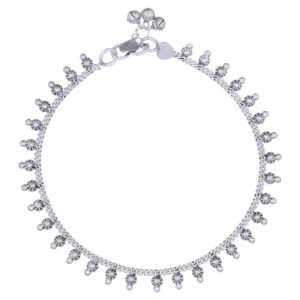 An adorable puffed flowers fancy sterling silver anklet chain