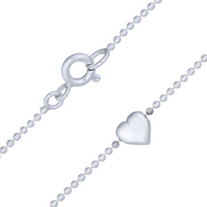 A little heart charm in 925 sterling silver bead chain anklet