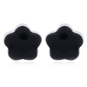 A pair of handmade black agate sterling silver star stud earrings