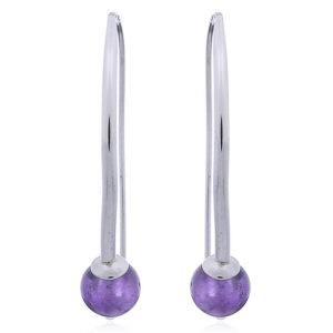 A pair of violet amethyst gemstone beads 925 silver drop earrings