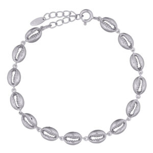 A silver 925 shells cowrie linked bracelet