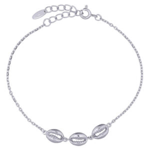A three little cowrie silver shells on 925 sterling silver bracelet