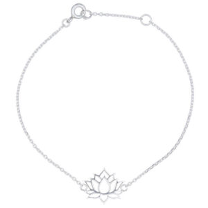 A flat lotus shaped 925 sterling silver chain bracelet