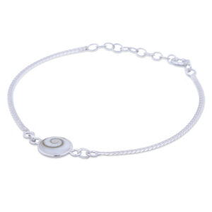 A 925 sterling silver snake chain bracelet with shiva eye charm