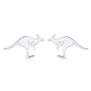 A pair of jumping kangaroo in 925 silver stud earrings