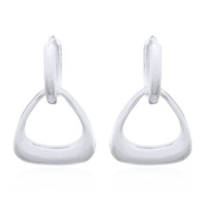 A pair of triangle charm on 925 silver circle huggie hoop earrings