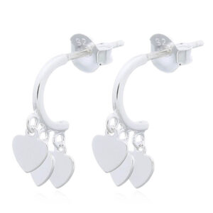 A pair of shaking hearts on 925 silver stud earrings