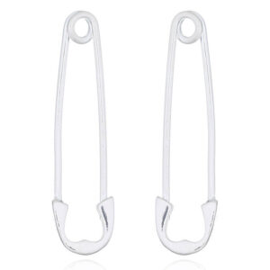 A pair of heart headed closure safety pin 925 silver hoop earrings
