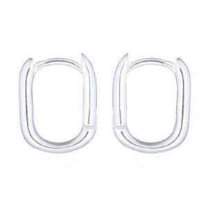 A pair of rectangle 925 silver huggie earrings