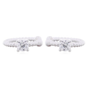 A pair of white cz on twisted 925 silver ear cuffs