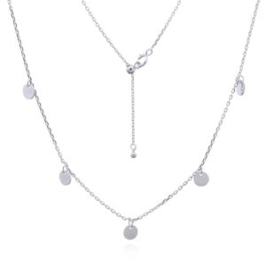 A circle discs threaded 925 silver chain necklace