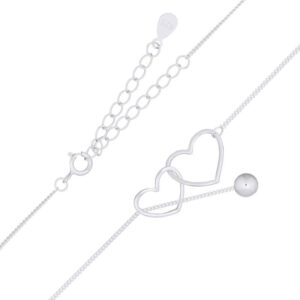 An adjustable heart and sphere connection 925 silver necklace