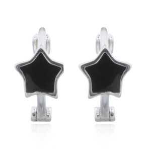 A pair of black star huggie hoop earrings 925 silver