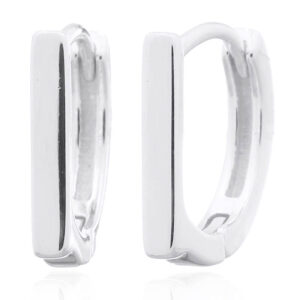 A pair of d shape 925 silver huggie hoop earrings