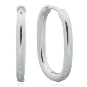 A pair of oval hoop silver 925 huggie earrings