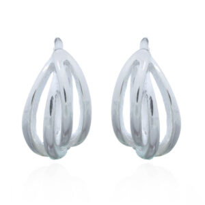 A pair of opened double zip lines in 925 huggie hoop earrings