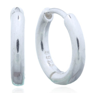 A pair of circle medium huggie 925 sterling silver earrings