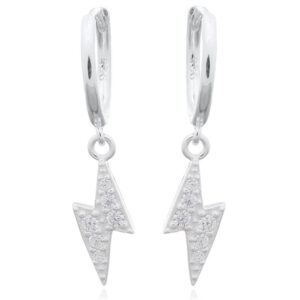 A pair of thunder bolt cubic zirconia huggie earrings 925 silver