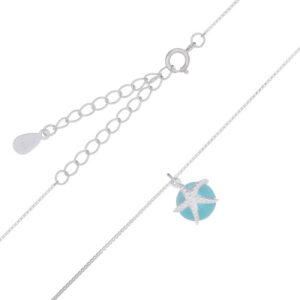 A starfish on round glass bead necklace 925 silver