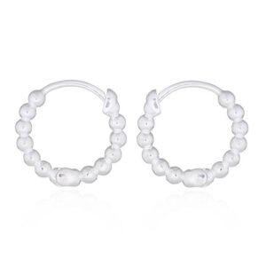 A pair of huggie donut round 925 silver hoop earrings