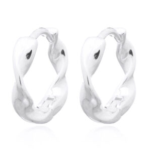 A pair of curly twist 925 silver huggie hoop earrings