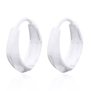 A pair of angular polygon 925 silver huggie large hoop earrings