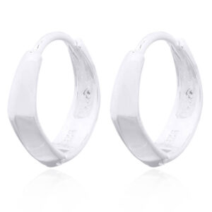A pair of angular polygon 925 silver huggie small hoop earrings