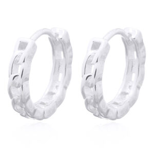 A pair of chain linked 925 silver circle hoop huggie earrings