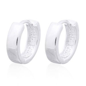 A pair of flat 925 silver round 925 silver huggie hoop earrings