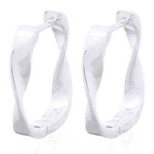 A pair of flat twist 925 silver square hoop earrings