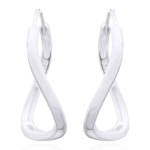 A pair of wavy square 925 silver huggie rectangle hoop earrings