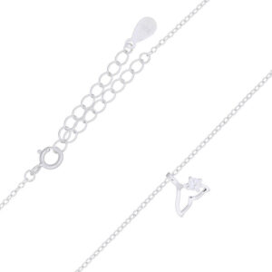 A single cz crystal whale tail 925 silver chain necklace