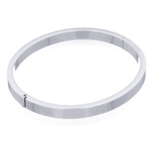 A oval silver hinged bangle square profile