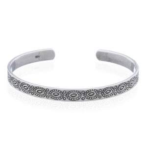 A bali floral link silver rectangle flat bangle