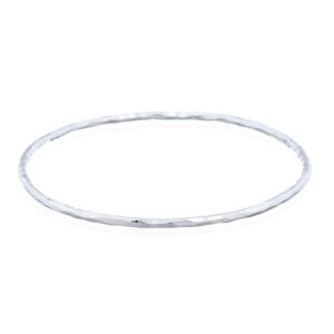 A sterling silver wire bangle in hammered effect