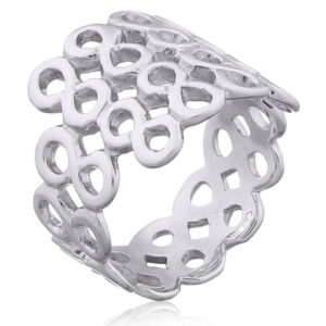 A plain ajoure sterling silver ring infinity symbols tapered band