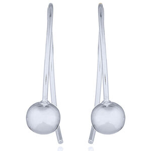 A pair of sphere on loop wire sterling silver drop earrings