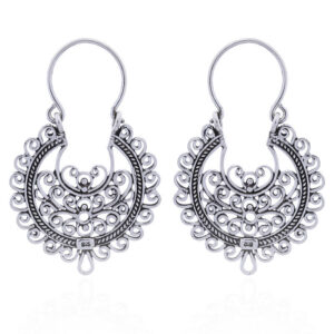 A pair of antique replicas ajoure silver hoop earrings