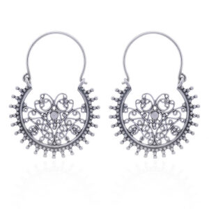 A pair of hand soldered ajoure silver designer hoop earrings