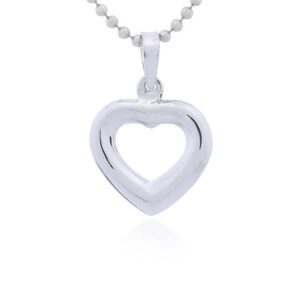 A small convex open heart 925 sterling silver pendant